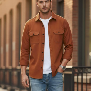 DEELMO Men’s Stylish Cotton Blend Casual Shirt || Full Sleeve Button-Down Shirt with Dual Flap Pockets || Comfortable Breathable Fabric || Perfect for Casual Office and Outing Wear